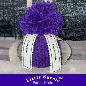 Handmade Crocheted Purple Amigurumi Ball With Pom Pom Mental Health Awareness